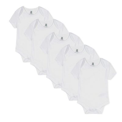 Pack of five babies white short sleeved bodysuits